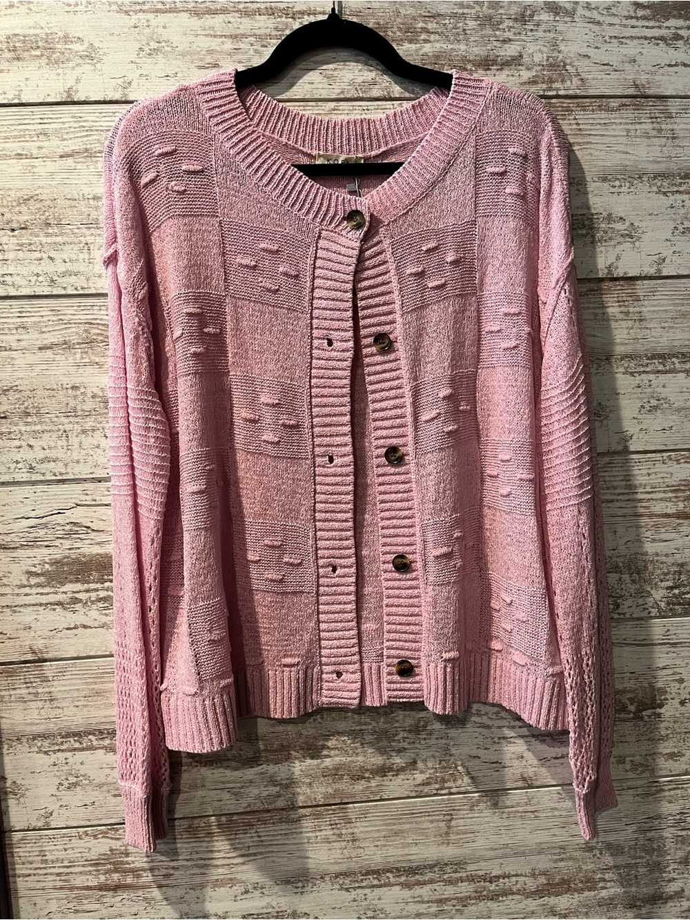 Kori Light Pink Button-Up Knit Cardigan